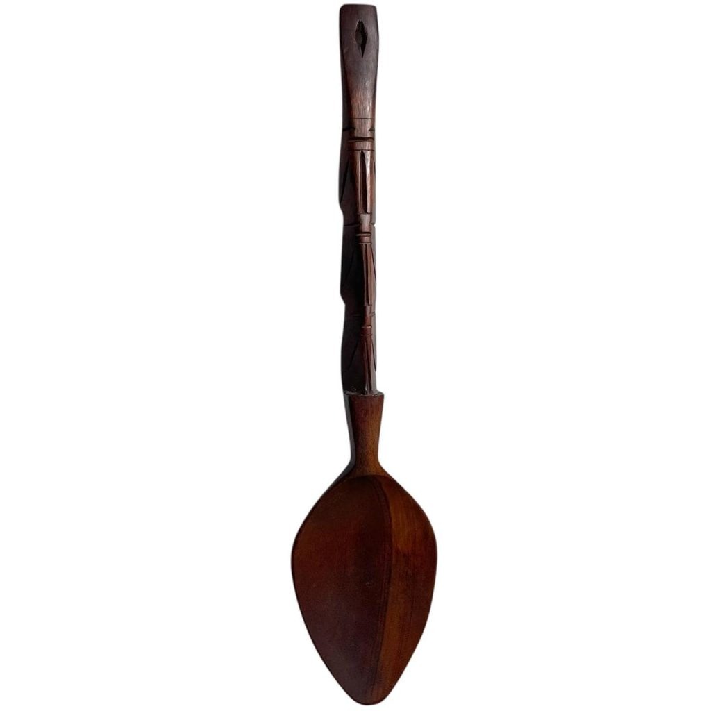 Vintage Filipino Carved Wood Wooden Giant Large Decorative Spoon Cutlery Wall Kitchen Decor Display Ornament c1970-80's