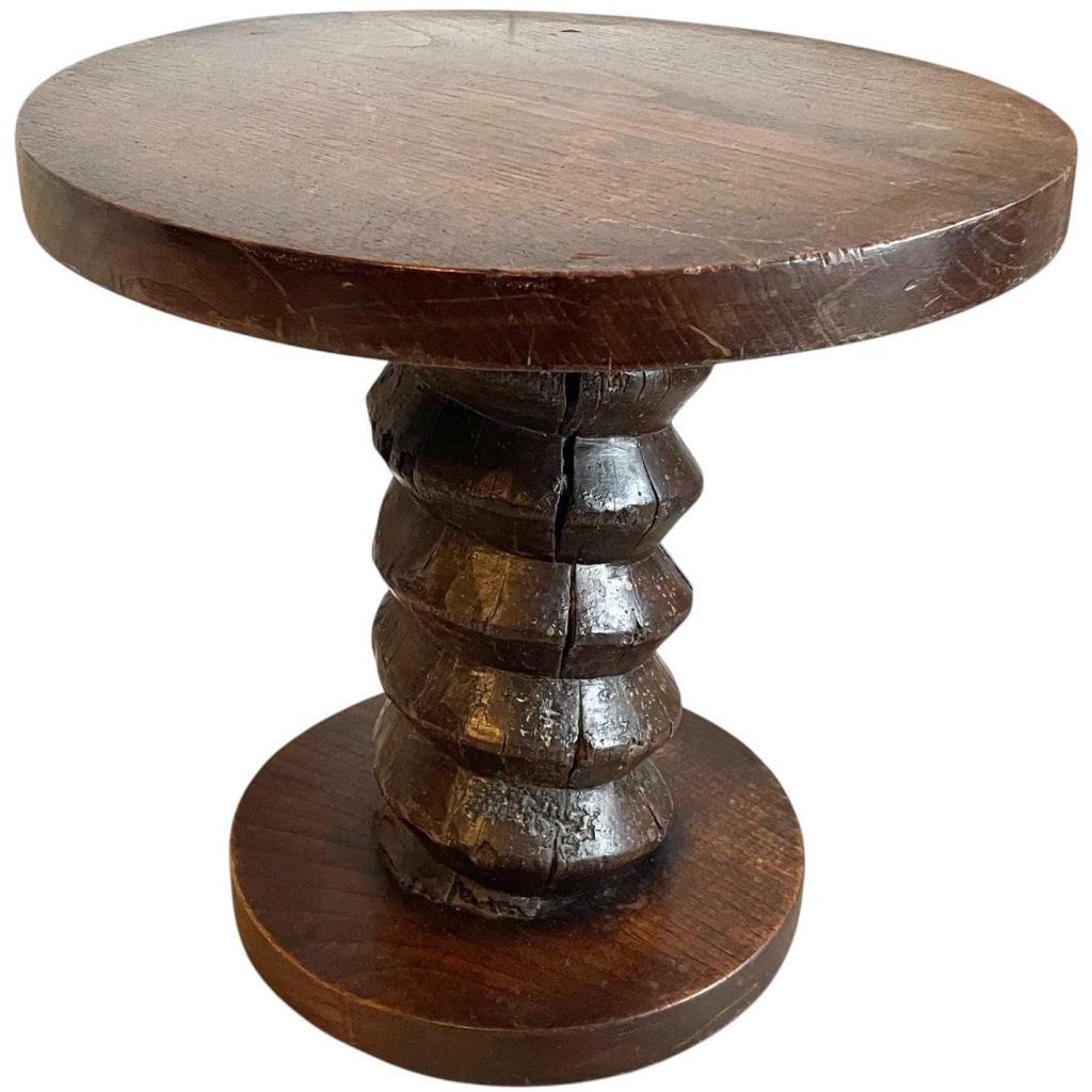 Antique French Wine Vineyard Press Screw Style Stand Wood Wooden Heavy Plinth Table Ornament Pot Display Tabouret c1910-20's