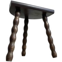 Vintage French Painted Brown Tripod Stool Chair Seat Wooden Milking D Shaped Seat Bobbin Leg Rest Stand Plinth Tabouret c1960’s Vintage French Painted Brown Tripod Stool Chair Seat Wooden Milking D Shaped Seat Bobbin Leg Rest Stand Plinth Tabouret c1960's