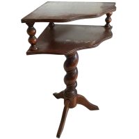 Vintage French Varnished Wood Barley Twist Style Leg Corner Side Telephone Table Stand Tabouret Plinth Display Wooden c1970’s Vintage French Varnished Wood Barley Twist Style Leg Corner Side Telephone Table Stand Tabouret Plinth Display Wooden c1970's