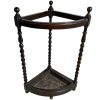Antique French Wooden Metal Bobbin Leg Umbrella Walking Stick Stand Storage Pot Container Hallway Entryway circa 1920's