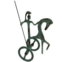 Vintage Italian Etruscan Museum Metal Reproduction Copy Of Athena Roman Statue Metal Sculpture Ornament circa 1970-1980's