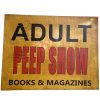 Vintage Adult Peep Show Wooden Printed Shop Sign Display Advertising Man Cave Soho Commercial c1990-2000