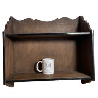 Alternative view of Vintage French Wooden Two Shelf Tier Wall Hanging Mounted Shelving Unit Country Cottage Arts Crafts circa 1950-60's