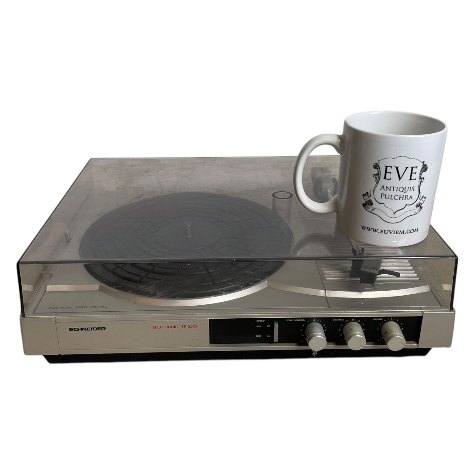 Vintage German Schneider Cased Mains Battery Record Player with inbuilt speaker and connections for external circa 1980’s 2 Vintage German Schneider Cased Mains Battery Record Player with inbuilt speaker and connections for external circa 1980's - Image 2