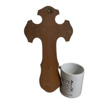 Alternative view of Vintage French Crucifix Catholic Jesus On The Cross Font Religious Wall Hanging circa 1950-60's