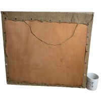 Alternative view of Antique French Cross Stitch On Wood Panel Bordered Lute Harp Needlecraft Art Work Artwork Curio circa 1910-20's