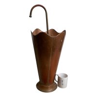 Alternative view of Vintage Dutch Copper Brass Metal Umbrella Walking Stick Stand Storage Pot Container Hallway Entryway circa 1960-70's
