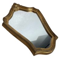 Alternative view of Vintage French Wooden Glass Gold Framed Wall Mirror Clam Oyster Shell Decor Decorative c1980-90's