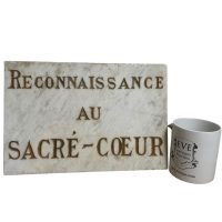 Alternative view of Antique French Original Church Cathedral Stone Plaque Reconnaissance Au Sacre-Coeur Catholic Sign c1920's
