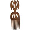 Vintage African Comb Afro Pick Wood Hair Primitive Sculpture Carving Tribal Art Decor Slide Head Accessories c1990-2000's