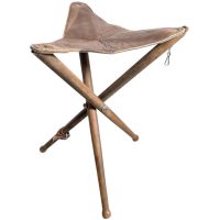 Vintage French Hunting Hiking Fishing Camping Folding Leather Seat Stool Wooden Leg Rustic Rural circa 1960-70’s Vintage French Hunting Hiking Fishing Camping Folding Leather Seat Stool Wooden Leg Rustic Rural circa 1960-70's