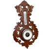 Vintage French Ornately Carved Wooden Back Metal Wood Barometer Barometre Weather Forecasting Instrument Hanging Wall c1950's