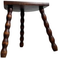 Vintage French Tripod Stool Chair Seat Varnished Wood Milking D Shaped Seat Bobbin Leg Rest Stand Plinth Tabouret Farmhouse c1960-70’s Vintage French Tripod Stool Chair Seat Varnished Wood Milking D Shaped Seat Bobbin Leg Rest Stand Plinth Tabouret Farmhouse c1960-70's