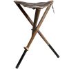 Vintage French Hunting Hiking Fishing Camping Folding Leather Seat Stool Wooden Leg Rustic Rural circa 1960-70's