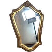 Vintage French Wooden Glass Gold Framed Wall Mirror Clam Oyster Shell Decor Decorative c1980-90’s Vintage French Wooden Glass Gold Framed Wall Mirror Clam Oyster Shell Decor Decorative c1980-90's