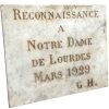 Antique French Original Church Cathedral Stone Plaque Reconnaissance A Notre Dame De Lourdes Mars 1929 G.H. Catholic Sign c1929