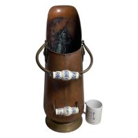 Alternative view of Vintage French Copper Brass Ceramic Metal Umbrella Walking Stick Stand Coal Shuttle Storage Pot Container Hallway circa 1960-70's