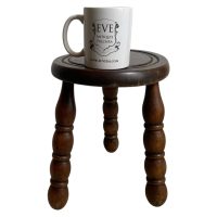 Alternative view of Plinth Vintage French Traditional Worn DAMAGED Stand Bobbin Leg Plinth Plant Tabouret c1960's