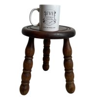 Alternative view of Plinth Vintage French Traditional Worn DAMAGED Stand Bobbin Leg Plinth Plant Tabouret c1960's