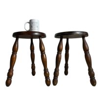 Alternative view of Plinth Vintage French Traditional Worn DAMAGED REPAIRED Stand Bobbin Leg Plinth Plant Tabouret c1960's