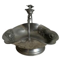 Alternative view of Vintage French Pewter Fruit Bowl Dish Bread Flowers Vase Display Holder Flower Stand Planters Pots circa 1970's