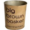Vintage American Bloomingdales Big Brown Basket Bent Rusty Metal Decorated Waste Paper Office Bin Wastepaper Trash Can c1980's