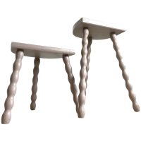 Vintage French Milking Stool Wooden Bobbin Leg Braced D Shaped Seat Plant Stand Table Rustic Rural Tabouret Farmhouse circa 1950-60’s Vintage French Milking Stool Wooden Bobbin Leg Braced D Shaped Seat Plant Stand Table Rustic Rural Tabouret Farmhouse circa 1950-60's