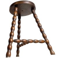 Vintage French Milking Stool Wooden Bobbin Leg Braced Round Shaped Seat Step Stand Table Rustic Rural Tabouret Farmhouse c1950-60’s Vintage French Milking Stool Wooden Bobbin Leg Braced Round Shaped Seat Step Stand Table Rustic Rural Tabouret Farmhouse c1950-60's