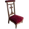Antique French Prayer Chair Kneeler Cushioned Chair Wooden Bergundy Red Upholstery Rest Seating DAMAGED Project c1900's