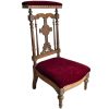 Antique French Prayer Chair Kneeler Cushioned Chair Wooden Bergundy Red Upholstery Rest Seating DAMAGED Project c1900's
