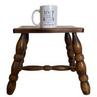 Alternative view of Milking Stool Plinth Vintage French Traditional Worn DAMAGED Table Stand Bobbin Leg Plinth Plant Tabouret c1950-60's