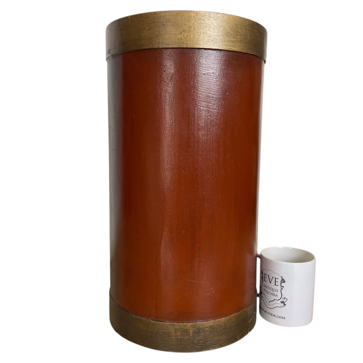 Vintage French Hand Painted Wooden Waste Paper Basket Bin Desk Trash Wood Can circa 1950-60’s 2 Vintage French Hand Painted Wooden Waste Paper Basket Bin Desk Trash Wood Can circa 1950-60's - Image 2