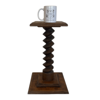 Alternative view of Vintage French Inlaid Wine Press Style Side Table Plant Stand Wooden Square Shaped Shelf Rest Plinth Tabouret c1950's