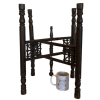 Alternative view of Vintage Medium Moroccan Arabian Wooden Folding Table Tray Legs Support Stand Plinth Dark Wood Trays circa 1980-90's
