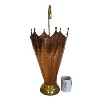 Alternative view of Vintage French Copper Brass Metal Umbrella Walking Stick Stand Storage Pot Container Hallway Entryway circa 1970-80's