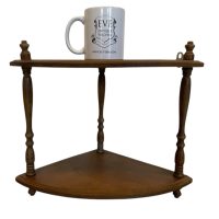 Alternative view of Vintage French Wood Corner Double Shelf Wall Mounted Table Stand Plinth Display Wooden c1960-70's