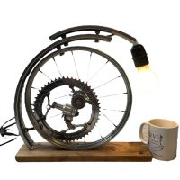 Alternative view of Vintage French Rupurposed Bicycle Dynamo Wheel Cogs Gears Artisan Made Lamp Electric Lamp Light Lighting c1990-2000's