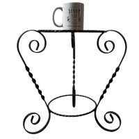 Alternative view of Vintage French Black Painted Iron Metal Plant Flower Display Plinth Stand Small Stand Round Rest Tabouret c1990-2000