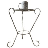 Alternative view of Vintage French White Painted Iron Metal Plant Flower Display Plinth Stand Small Stand Round Rest Tabouret c1990-2000