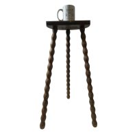 Alternative view of Vintage French Tall Wooden Wood Plant Stand Table Farm D Shaped Tabouret c1960-70's