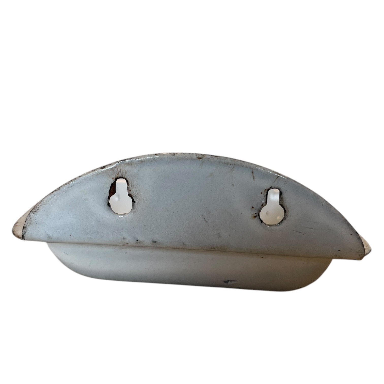 Antique French White Enamel Iron Bathroom Kitchen Soap Dish Container Wall Mounted Or Self Standing c1920’s 6 Antique French White Enamel Iron Bathroom Kitchen Soap Dish Container Wall Mounted Or Self Standing c1920's - Image 6