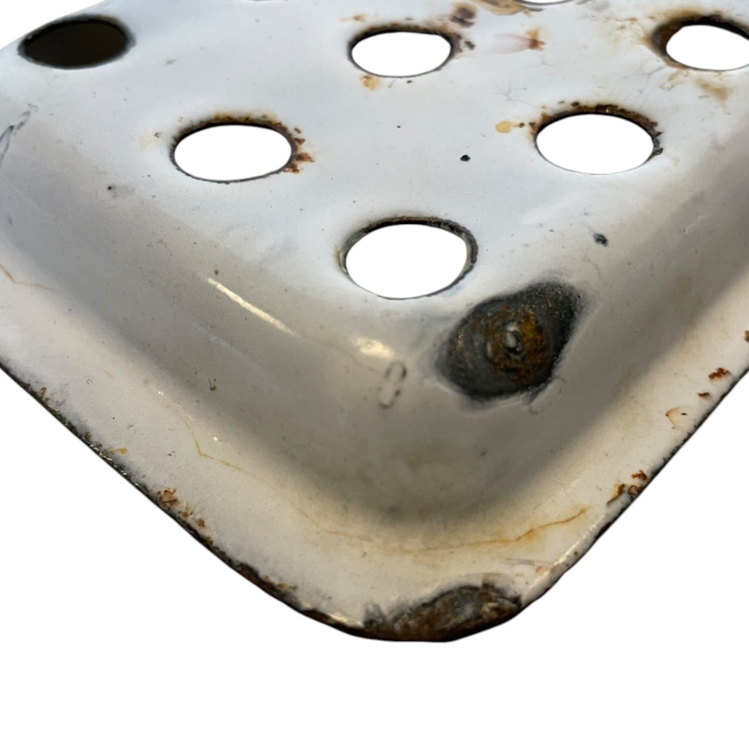 Antique French White Enamel Iron Bathroom Kitchen Soap Dish Container Wall Mounted Or Self Standing c1920’s 7 Antique French White Enamel Iron Bathroom Kitchen Soap Dish Container Wall Mounted Or Self Standing c1920's - Image 7