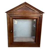 Alternative view of Antique French Wooden Glass Fronted And Shelf Display Cabinet Vertical Curio Curiosity Wall Mounted circa 1900's