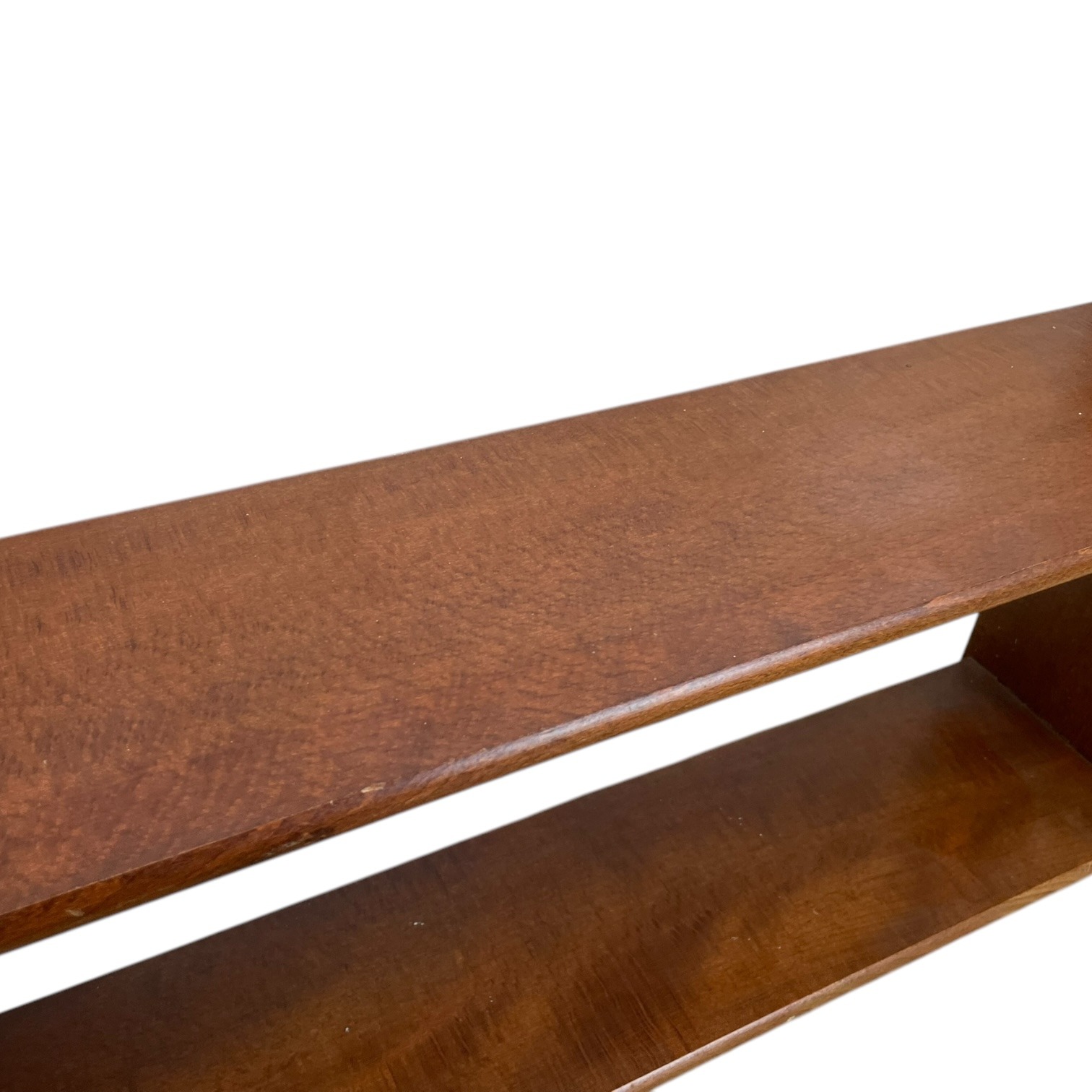 Vintage French Wooden Two Shelf Tier Wall Hanging Mounted Large Shelving Unit Country Cottage Arts Crafts Drawer circa 1960-70’s 3 Vintage French Wooden Two Shelf Tier Wall Hanging Mounted Large Shelving Unit Country Cottage Arts Crafts Drawer circa 1960-70's - Image 3