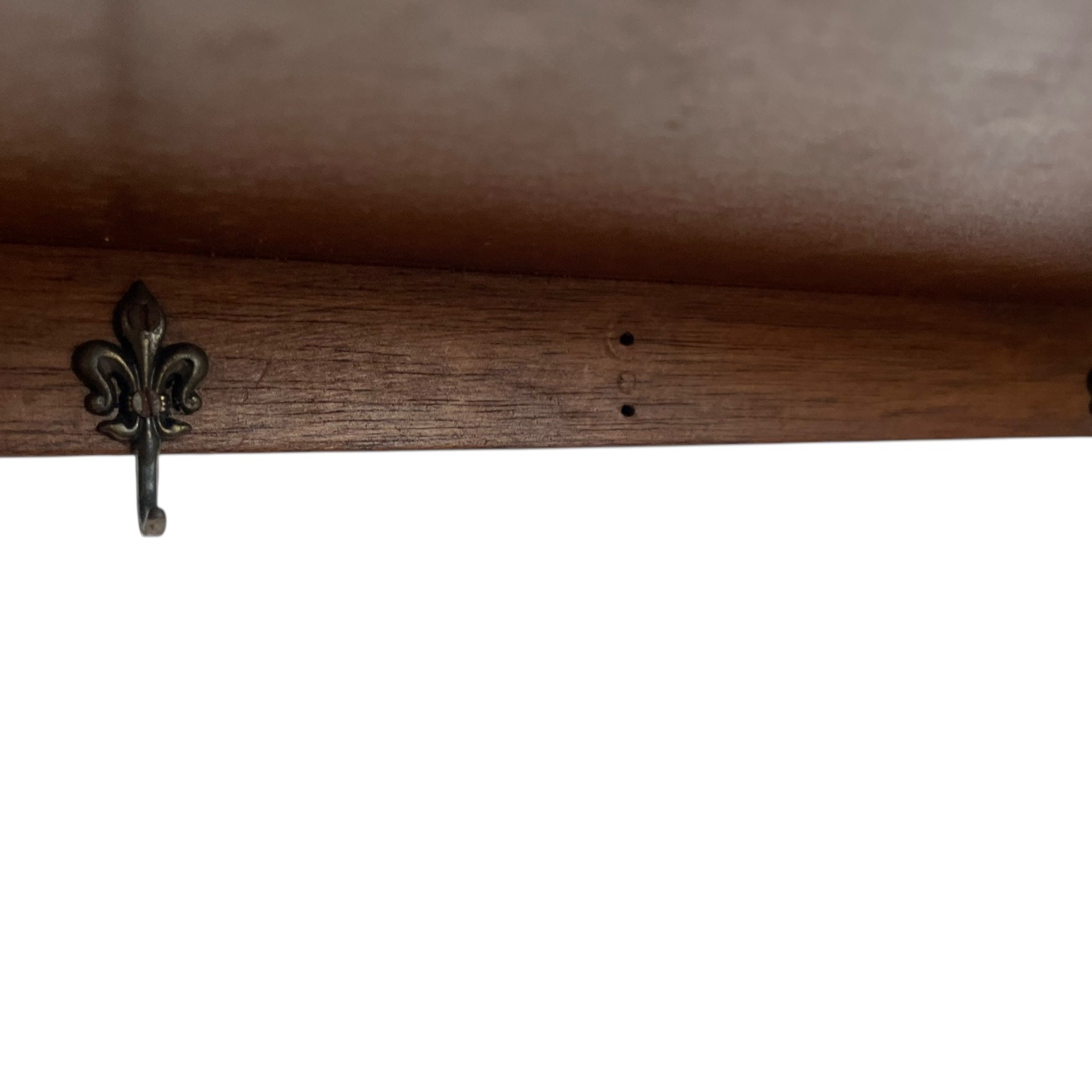 Vintage French Wooden Two Shelf Tier Wall Hanging Mounted Large Shelving Unit Country Cottage Arts Crafts Drawer circa 1960-70’s 7 Vintage French Wooden Two Shelf Tier Wall Hanging Mounted Large Shelving Unit Country Cottage Arts Crafts Drawer circa 1960-70's - Image 7