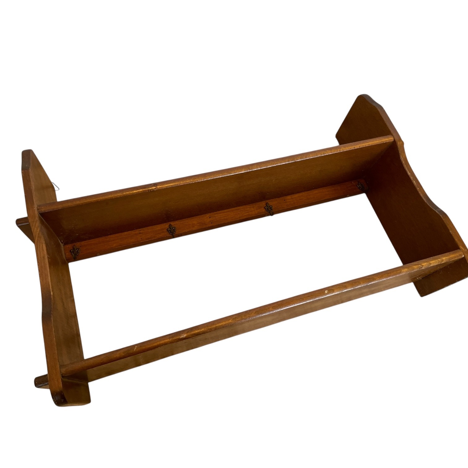 Vintage French Wooden Two Shelf Tier Wall Hanging Mounted Large Shelving Unit Country Cottage Arts Crafts Drawer circa 1960-70’s 8 Vintage French Wooden Two Shelf Tier Wall Hanging Mounted Large Shelving Unit Country Cottage Arts Crafts Drawer circa 1960-70's - Image 8