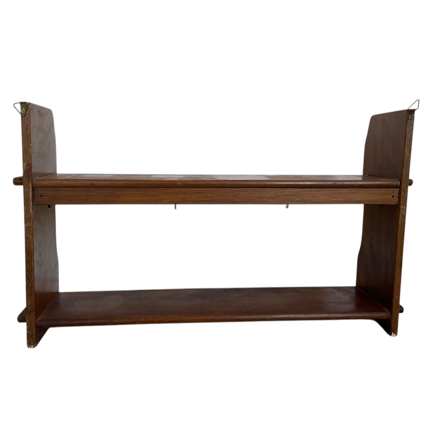 Vintage French Wooden Two Shelf Tier Wall Hanging Mounted Large Shelving Unit Country Cottage Arts Crafts Drawer circa 1960-70’s 10 Vintage French Wooden Two Shelf Tier Wall Hanging Mounted Large Shelving Unit Country Cottage Arts Crafts Drawer circa 1960-70's - Image 10