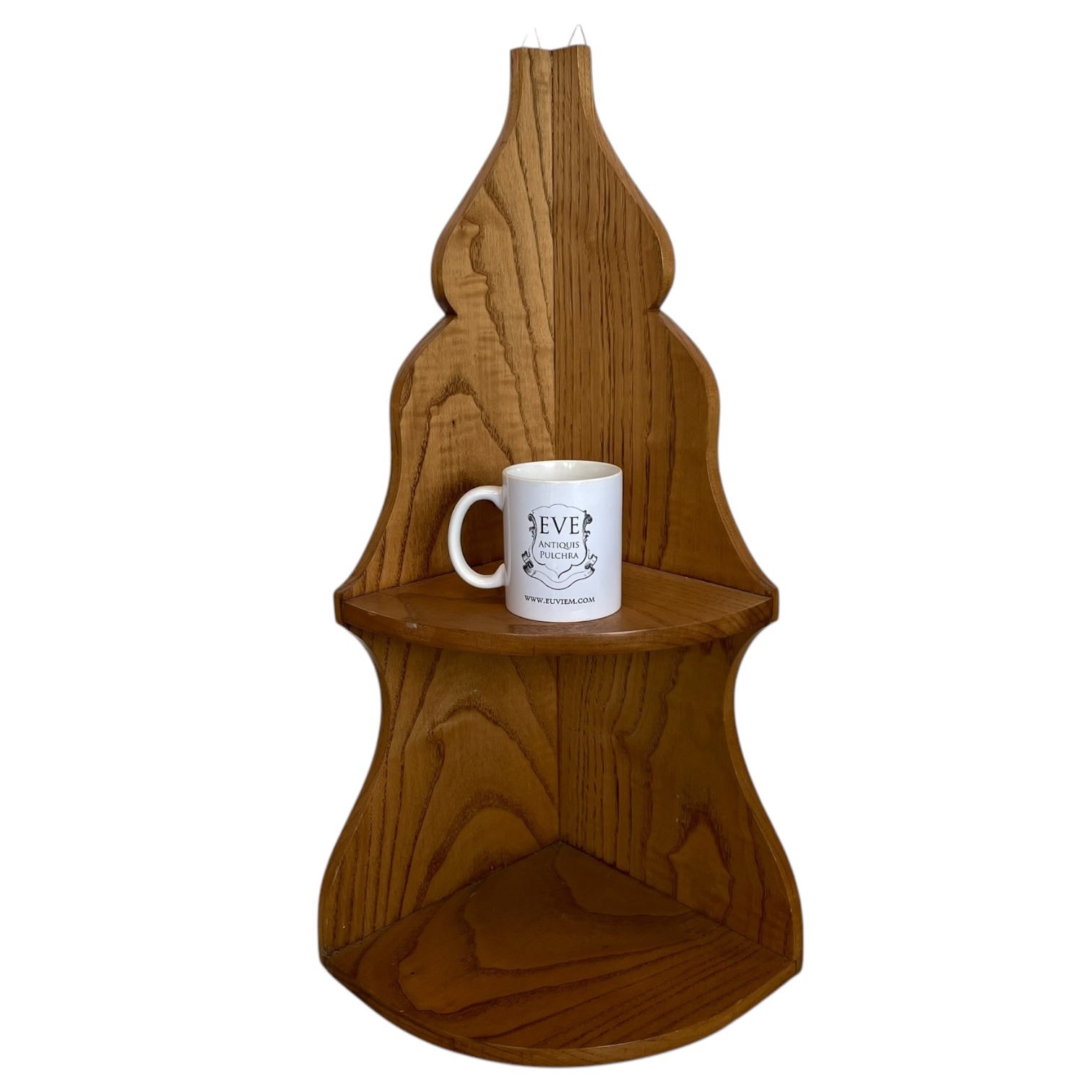 Vintage French Wood Corner Shelf Side Table Stand Tabouret Plinth Display Wooden c1970-80’s 2 Vintage French Wood Corner Shelf Side Table Stand Tabouret Plinth Display Wooden c1970-80's - Image 2