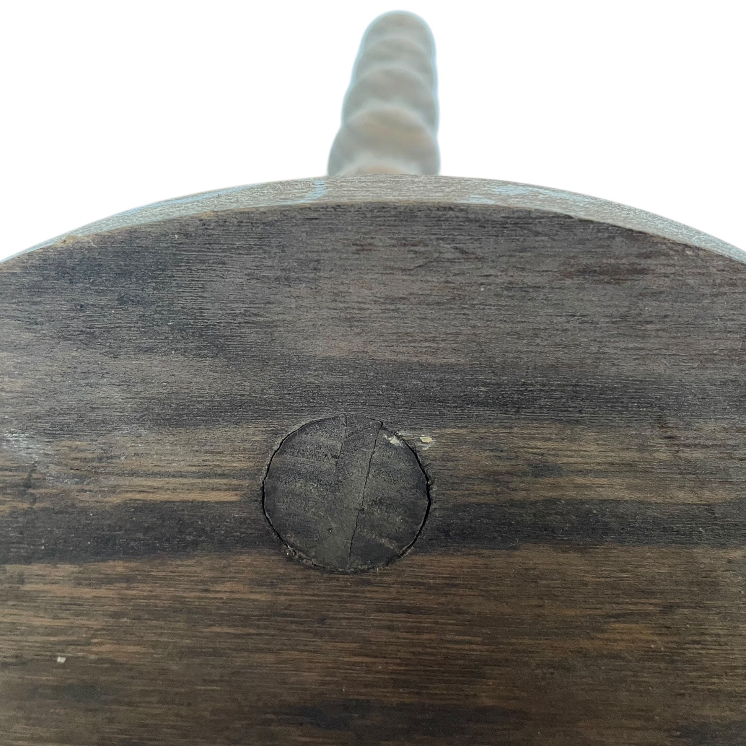 Vintage French Tripod Stool Chair Seat Wooden Milking Kitchen D Shaped Seat Bobbin Leg Rest Stand Plinth Tabouret c1960’s 4 Vintage French Tripod Stool Chair Seat Wooden Milking Kitchen D Shaped Seat Bobbin Leg Rest Stand Plinth Tabouret c1960's - Image 4